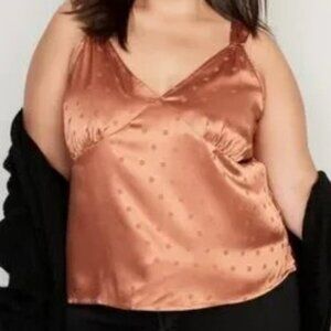 Polka-Dot Satin Jacquard Cami Top Warm Hickory